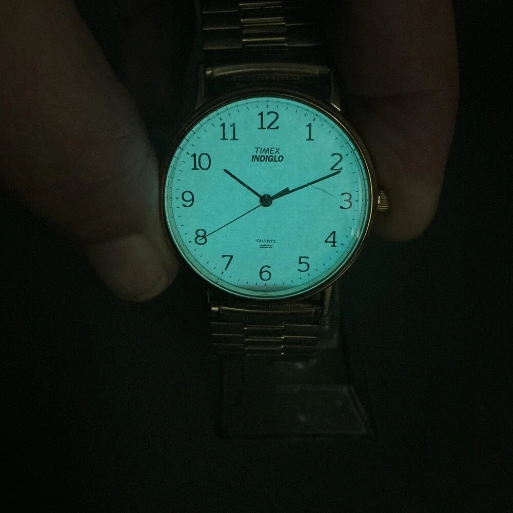 Vintage Timex Easy Reader Indiglo Mens Watch 34mm Gold Tone Stretch New Battery